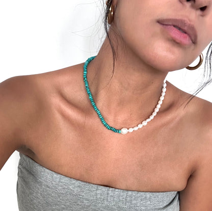 Turquoise and Pearl Necklace